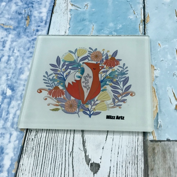 Foxy Business - A Fox illustration on a toughened glass coaster